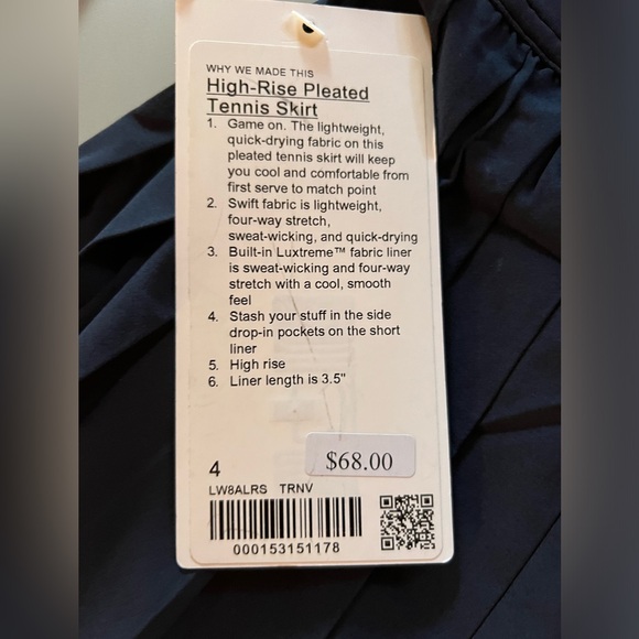 Lululemon High-Rise Pleated Tennis Skirt Size 4 True Navy - Picture 5 of 5